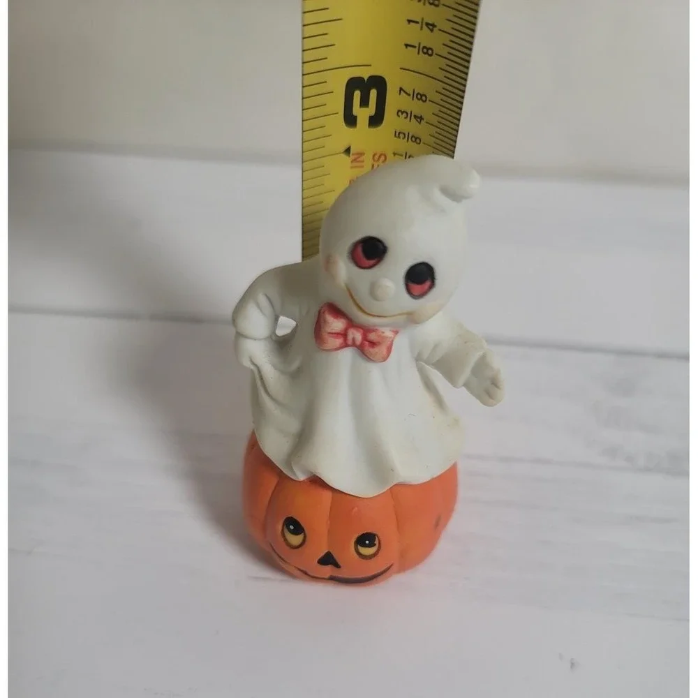Vintage Halloween Ceramic Ghost Pumpkin‎ Figurine 3